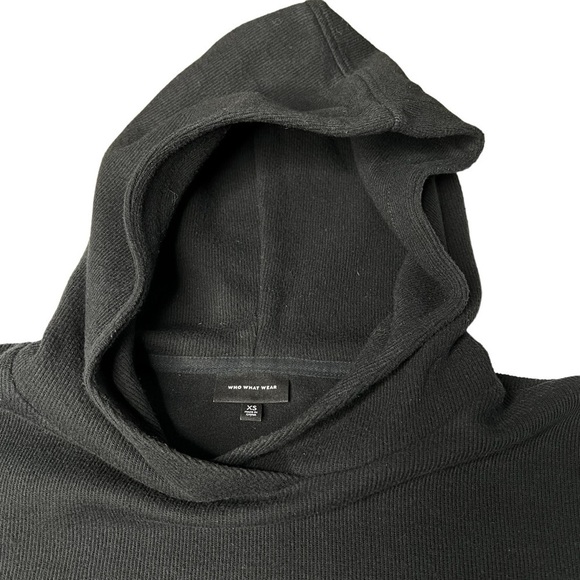 WHO WHAT WEAR Long Sleeve Black Longevity Hoodie Dress Women's Size XS - Picture 11 of 16